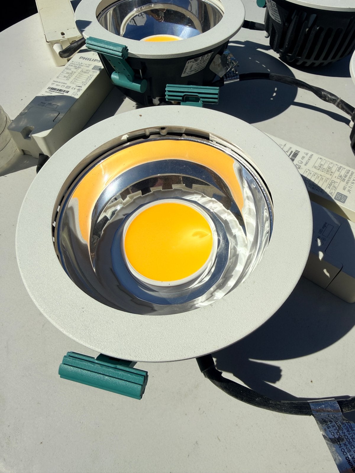 4 st.Philips Xitanium 25W LED driver met 4 DLED  3000K spots, Led-lamp, Gebruikt, Warm wit, 10 tot 30 watt
