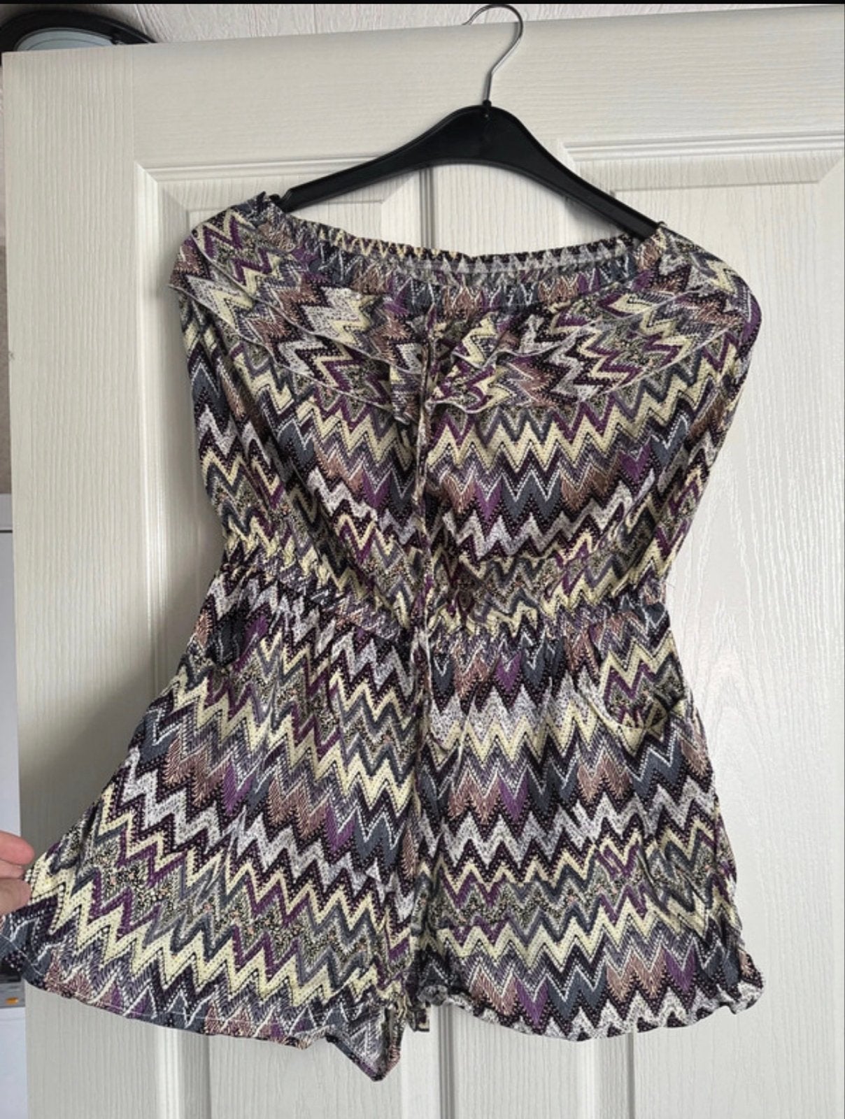 Zomerse Playsuit met Zigzagprint - Maat onesize, Kleding | Dames, Ophalen of Verzenden, Gedragen, Maat 36 (S), Meerkleurig