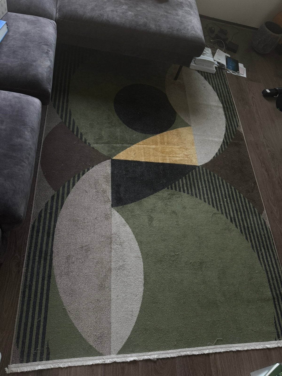 Vloerkleed groen bruin patroon, Ophalen, 150 tot 200 cm, Groen, 200 cm of meer