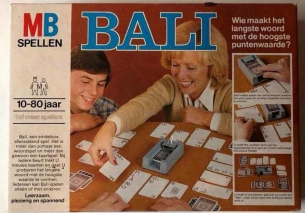 MB Spellen Bali Woordspel - Vintage Bordspel, Een of twee spelers, Ophalen of Verzenden, Zo goed als nieuw