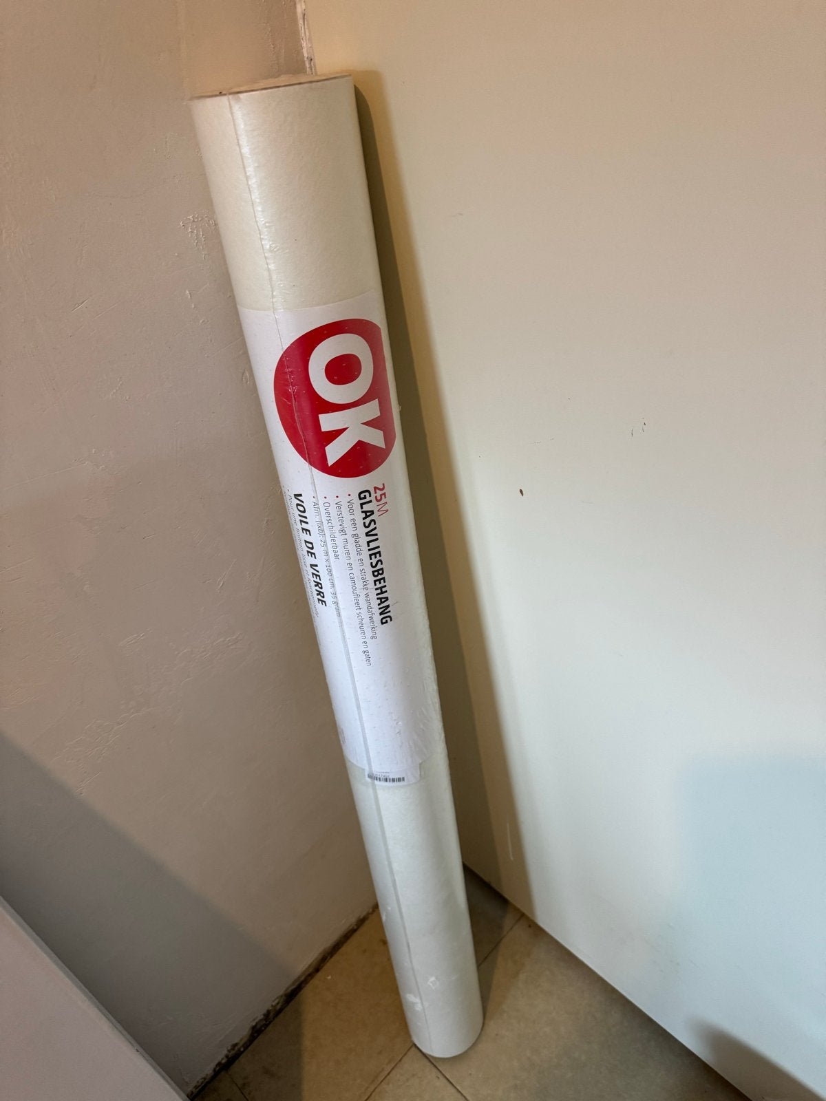 OK Glasvliesbehang 25m - Gladde en strakke wandafwerking, Ophalen, Wit, Modern, 25 tot 50 m²