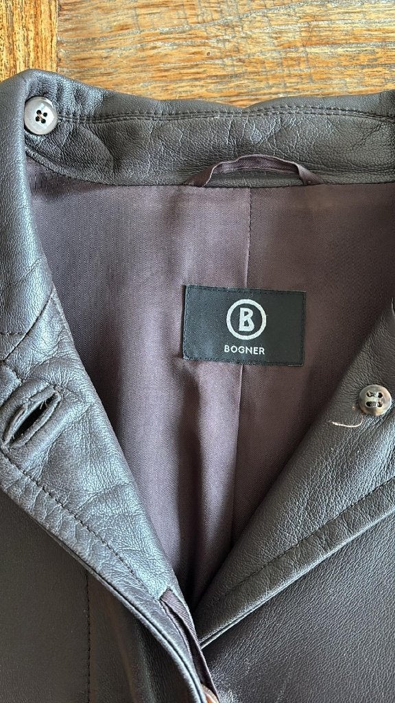 Lange leren damesjas, Bogner, Ophalen, Zo goed als nieuw, Maat 38/40 (M), Bruin