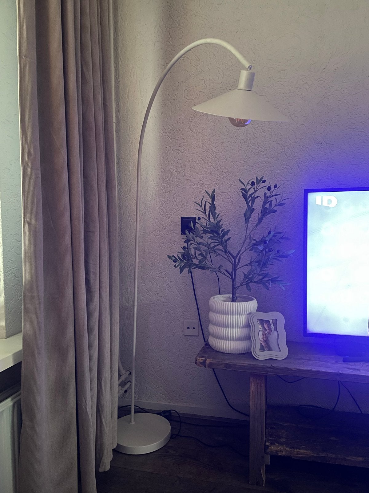 Mooie beige booglamp - Zo goed als nieuw, Ophalen, Zo goed als nieuw, Metaal, 150 tot 200 cm