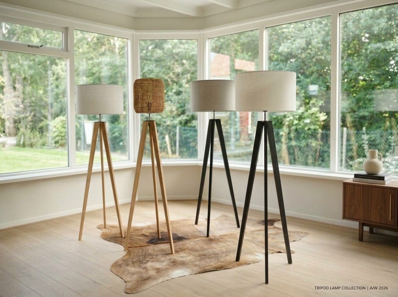 Nieuwe driepoot vloerlamp, 1.55m hoog, Ophalen, Nieuw, 150 tot 200 cm