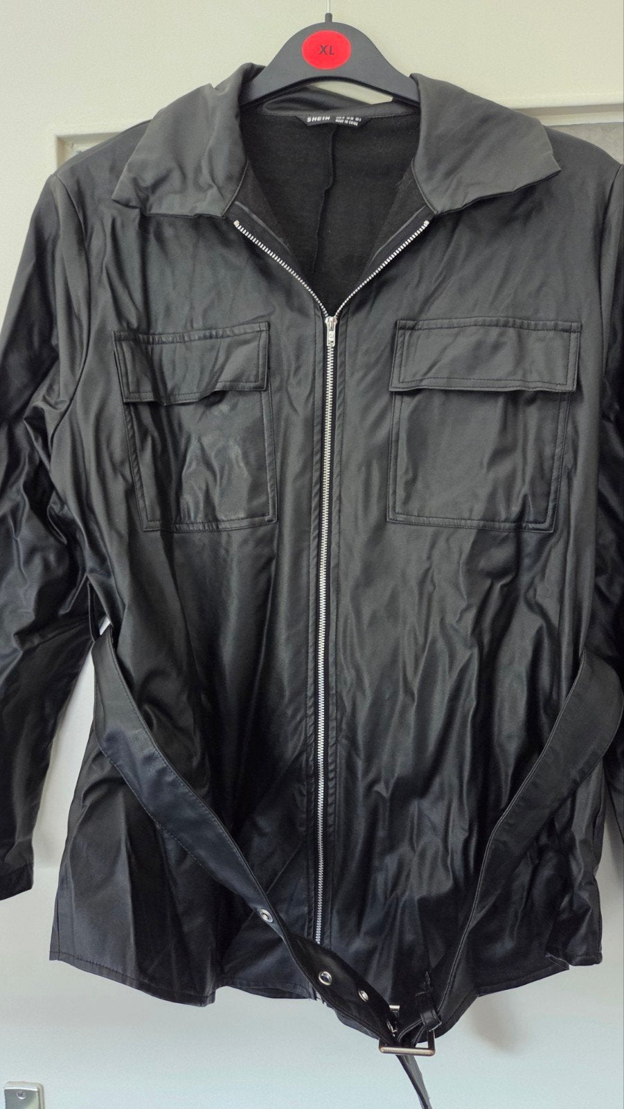 leder look Blouse, Maat 38/40 (M), Zwart, Ophalen of Verzenden, Zo goed als nieuw