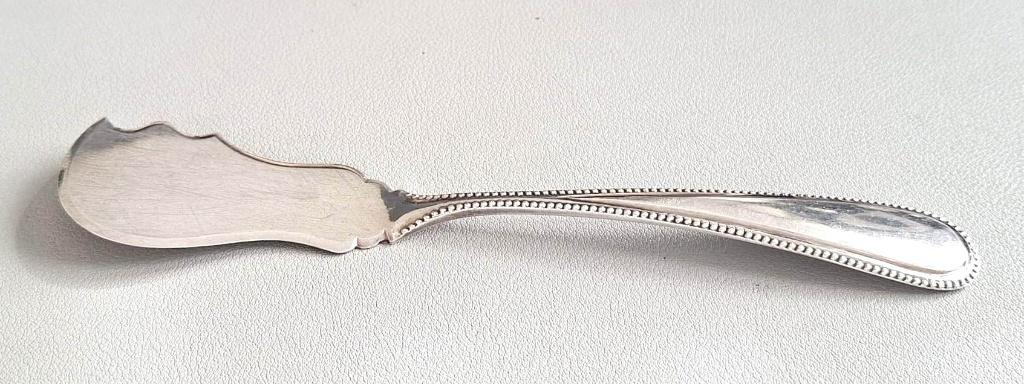 Prachtige Antiek Massief Zilver Boterspatel Parelrand 1907, Antiek en Kunst, Ophalen of Verzenden, Zilver