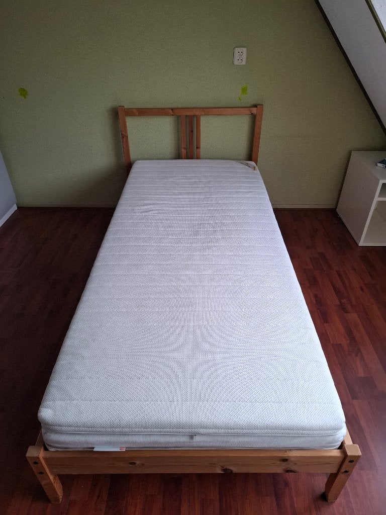 Ikea bed, Ophalen, 90 cm, Eenpersoons, Bruin