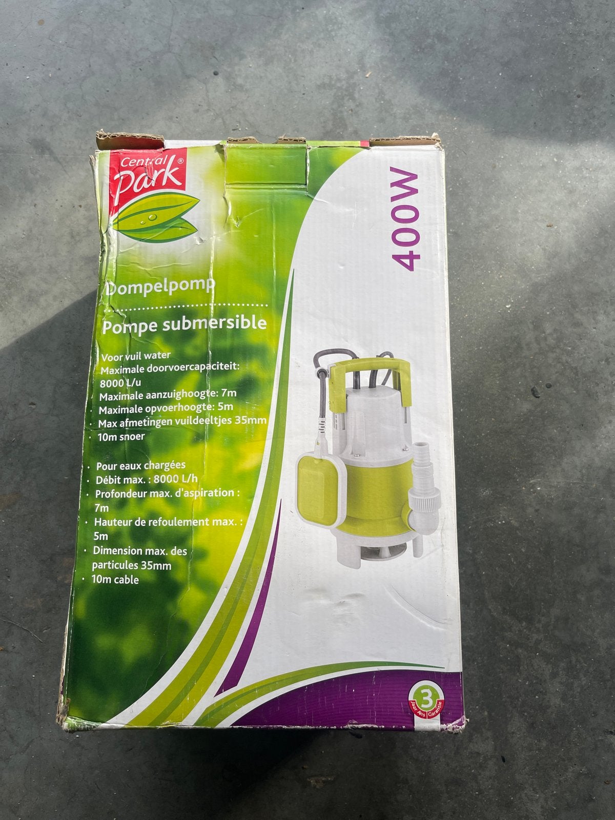 Central Park Dompelpomp 400W - Ideaal voor vuil water, Ophalen of Verzenden, Nieuw, Elektrisch, Dompelpomp