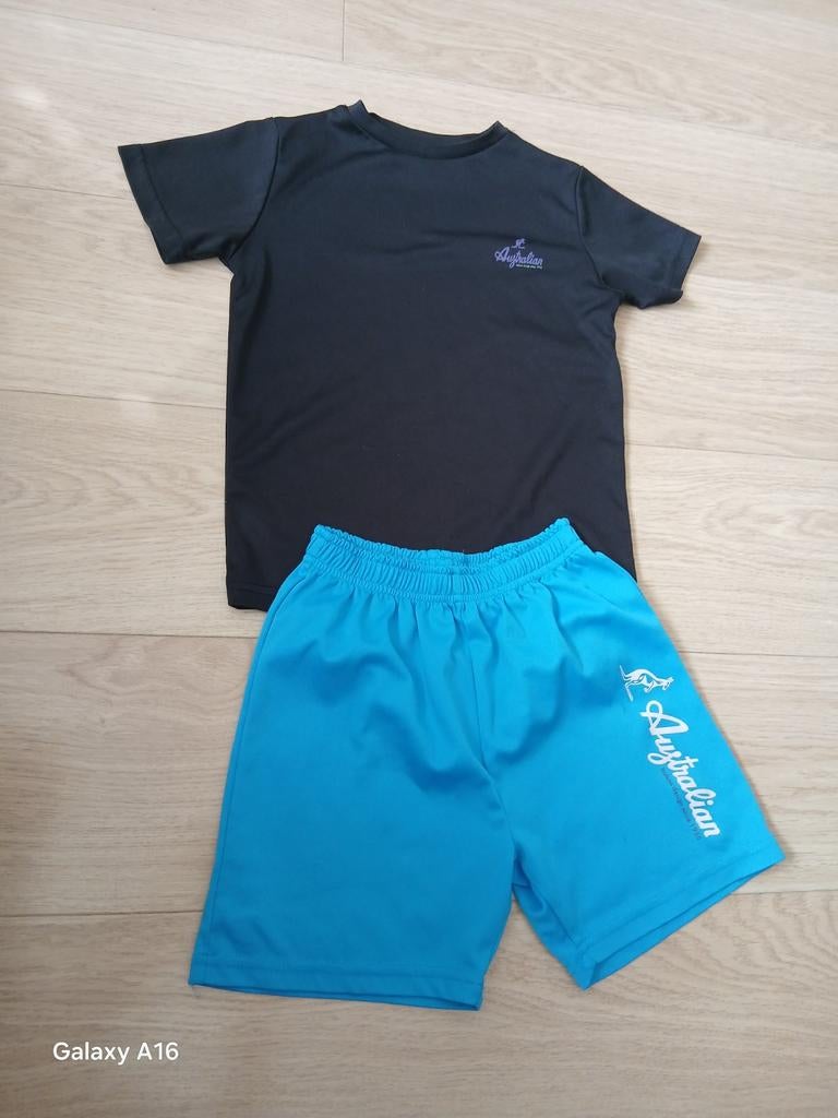Australian Gym Set Maat 122/128 - Zwart/Blauw, Jongen of Meisje, Australian, Sport- of Zwemkleding, Ophalen of Verzenden