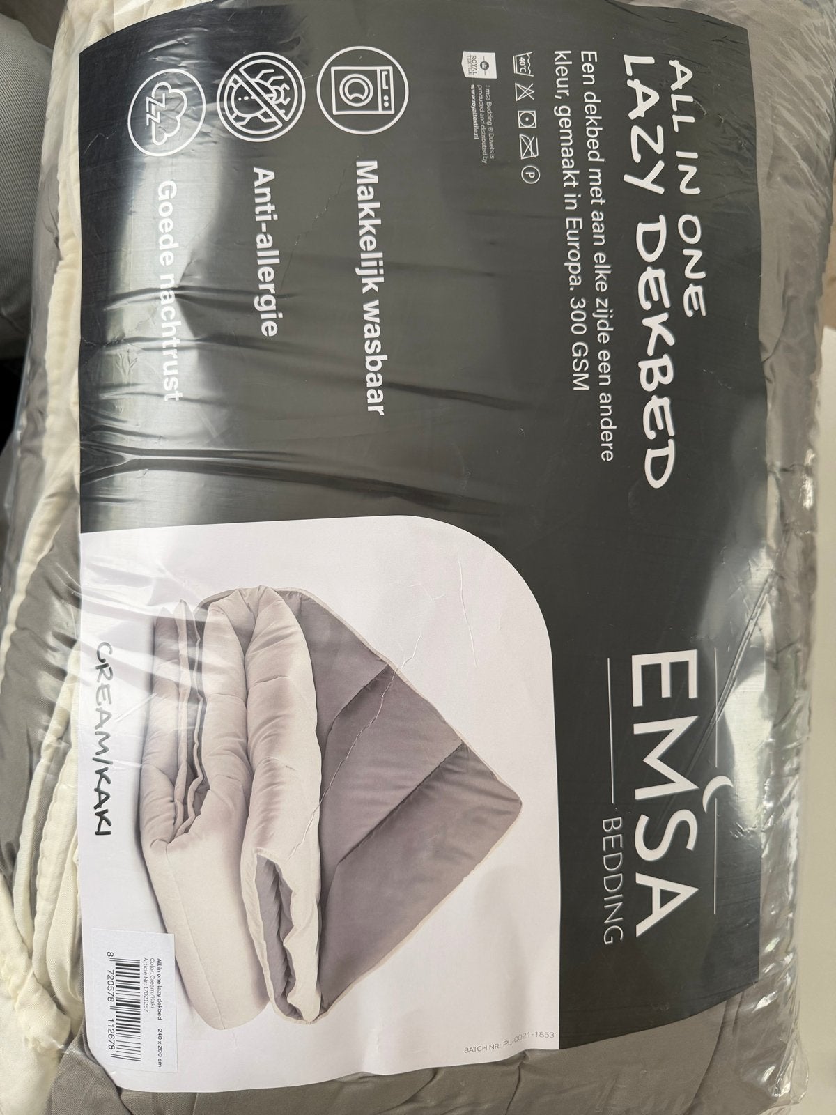 EMSA ALL IN ONE LAZY DEKBED NIEUW- Wasbaar & Anti-allergie, Beige, Ophalen of Verzenden, Deken of Dekbed, Nieuw