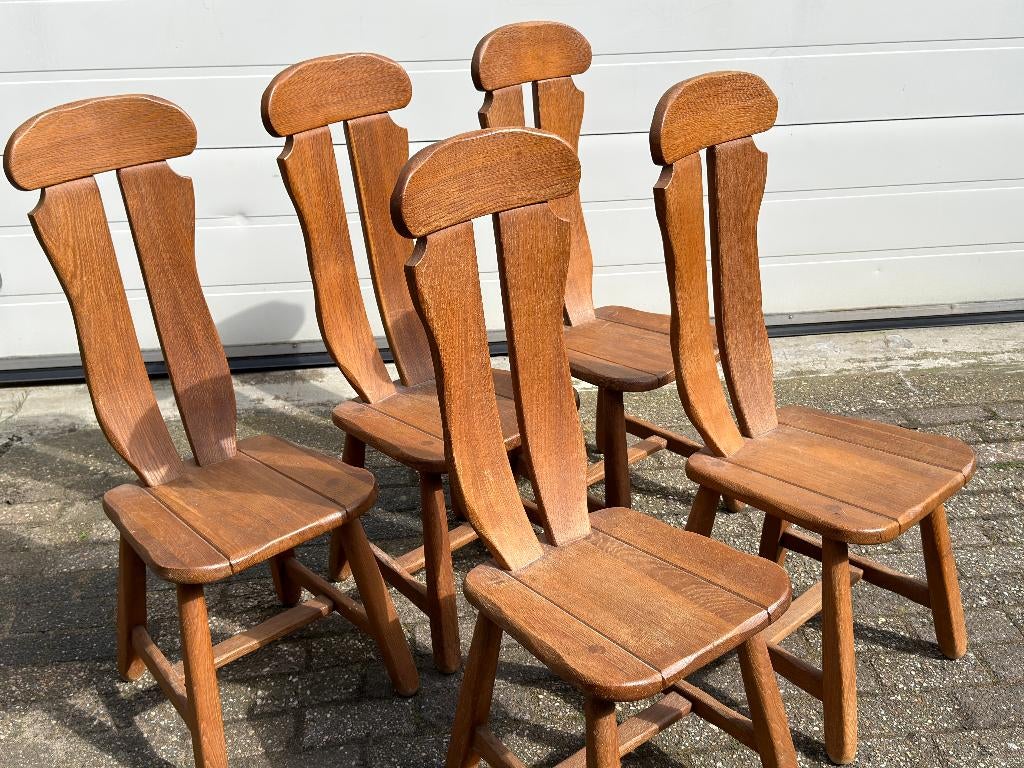 Brutalist Depuydt Stoelen Vintage Belgisch Design Jaren 70, Huis en Inrichting, Ophalen, Gebruikt, Bruin, Moller De Puydt Durlet De Sede Cassina Vitra Eames Retro