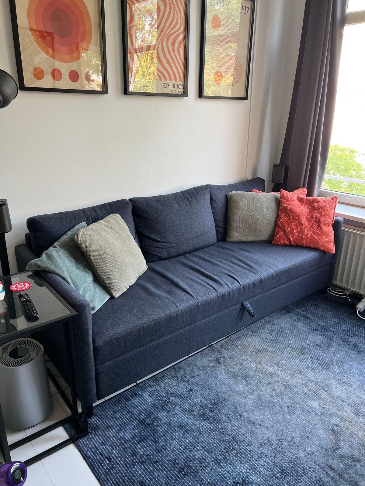 Slaapbank 3 zits, Huis en Inrichting, Slaapkamer | Slaapbanken, Ophalen, Gebruikt, Blauw, Tweepersoons
