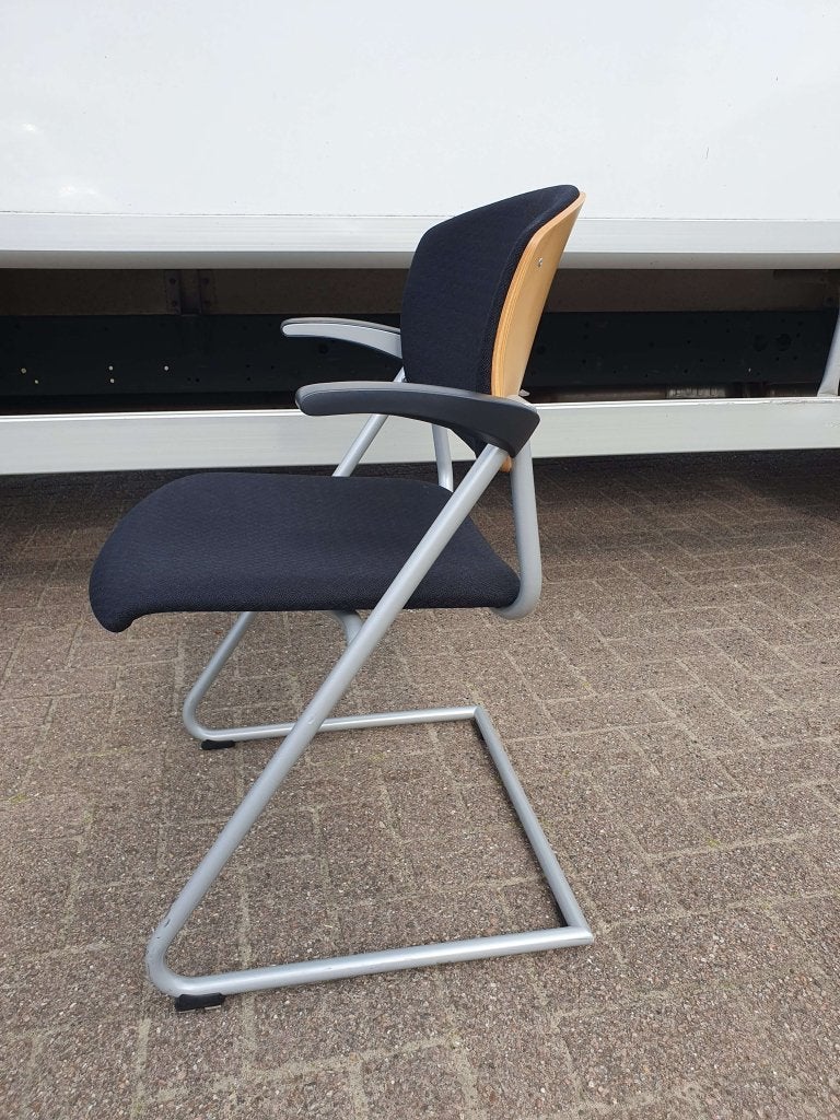 6x luxe nette Drabert vergaderstoel zwart + hout + armlegger, Postbus, Zwart, Ophalen of Verzenden, Zo goed als nieuw