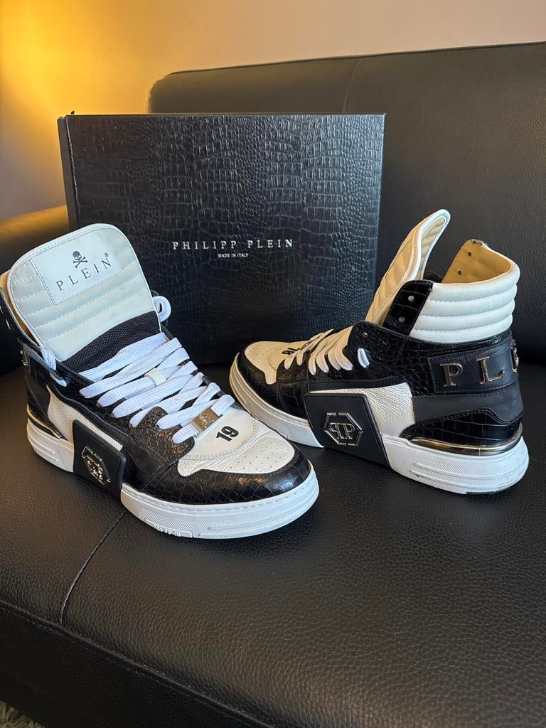 Z.g.a.n. Philipp Plein High-Top Sneakers Zwart/Wit Maat: 44, Ophalen, Zo goed als nieuw, Zwart, Sneakers of Gympen