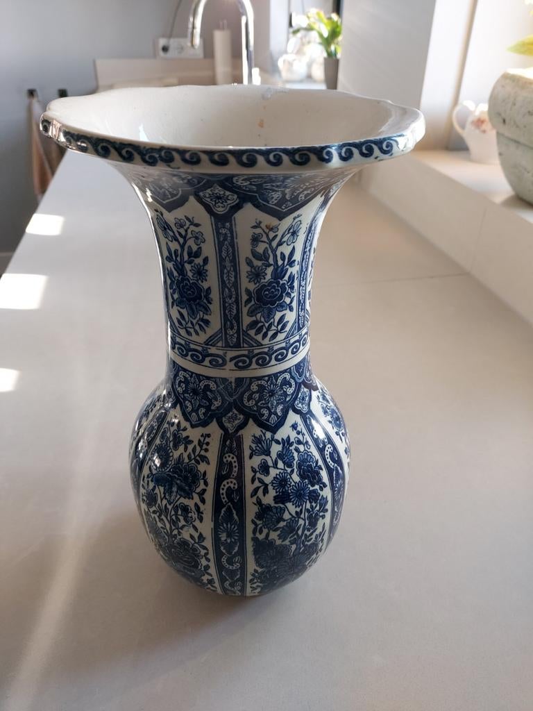 Antieke Delfts Blauwe Vaas - Petrus Regout & Co Maastricht, Ophalen of Verzenden