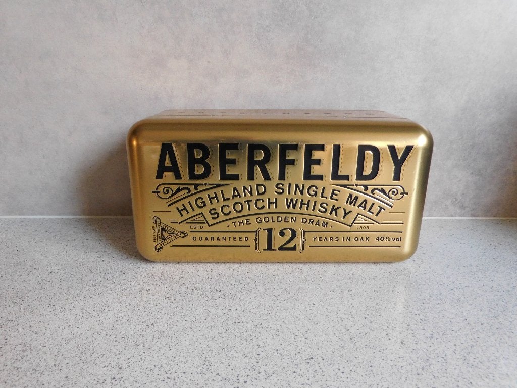 Golden Box Aberfeldy Highland Single Malt Whisky 12 jaar, Verzamelen, Blikken, Ophalen of Verzenden, Zo goed als nieuw, Overige
