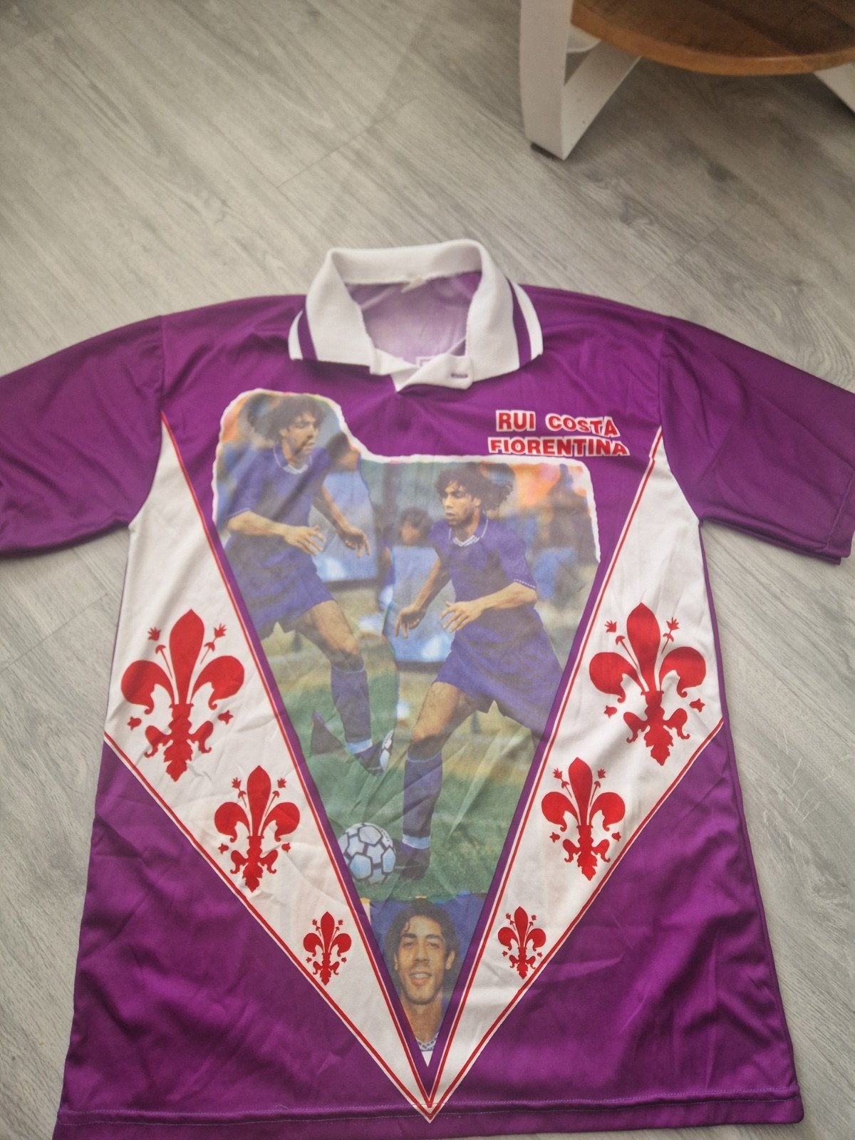 Vintage Rui Costa Fiorentina voetbalshirt - Maat XL, Onbekend, Paars, Maat 56/58 (XL), Ophalen of Verzenden
