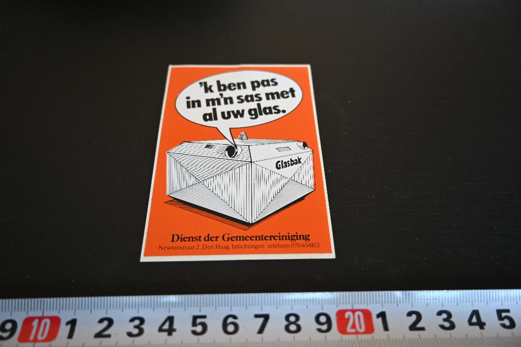 sticker den haag gemeentereiniging glasbak, Verzamelen, Ophalen, Zo goed als nieuw