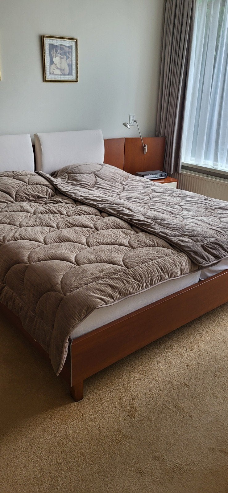 Tweepersoons elektrisch verstelbaar bed 180 x 200, Ophalen, Verstelbaar, Bruin, Tweepersoons