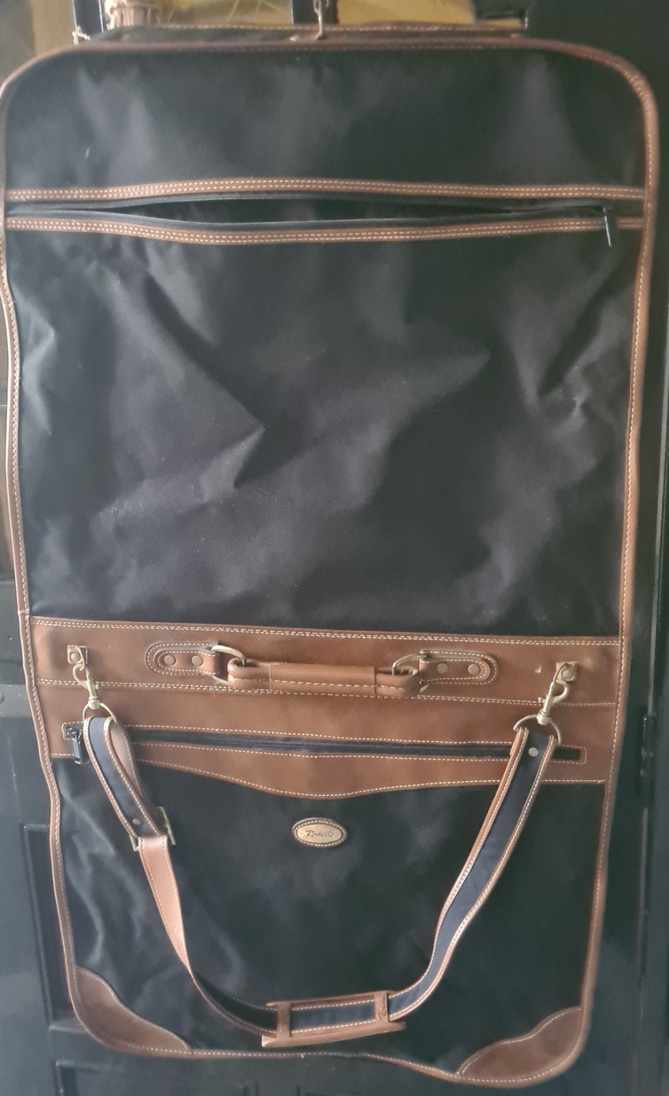 Vintage Rodelli Kledinghoes/Reistas - Zwart/Bruin Leer, Sieraden, Tassen en Uiterlijk, 30 cm of meer, Zwart, Zo goed als nieuw