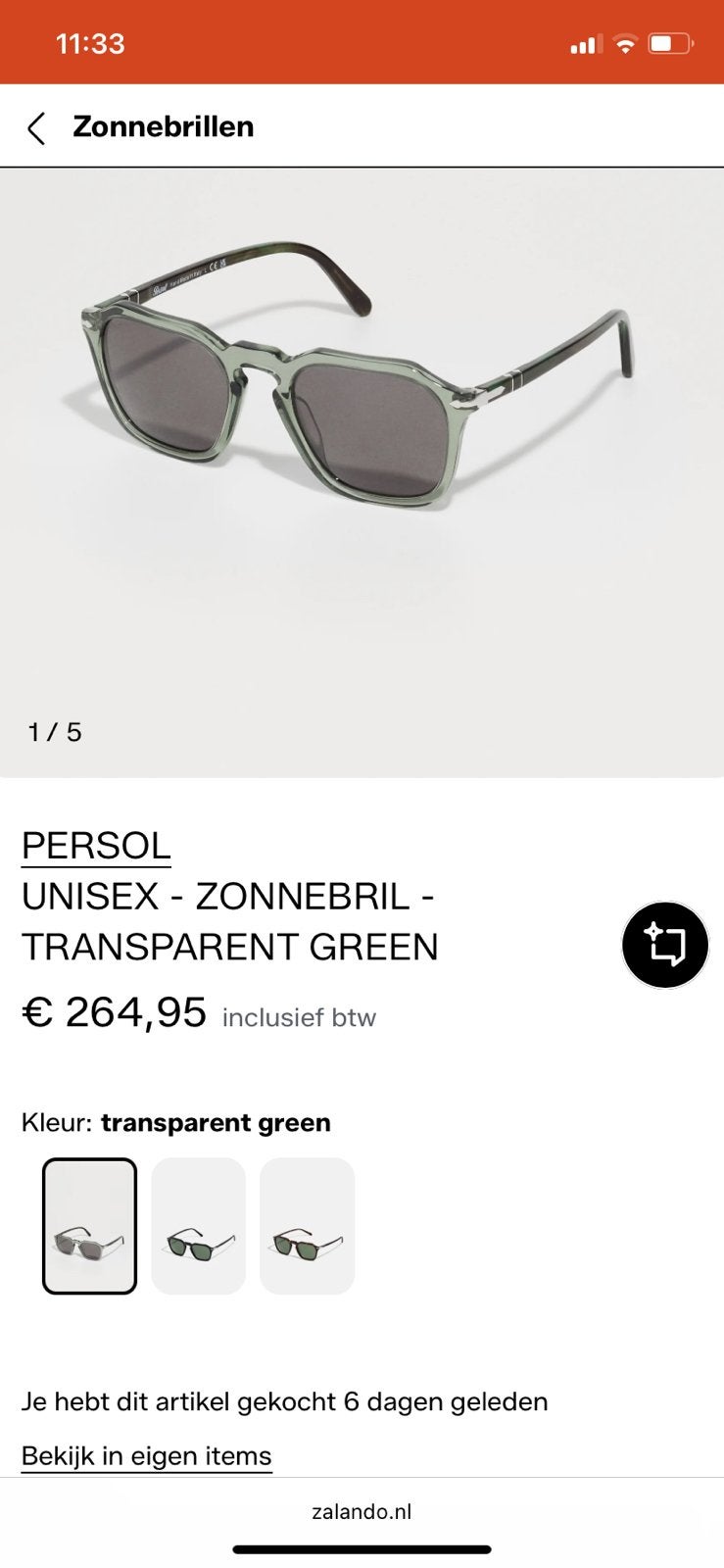 Persol Bril - Nieuw in doos - maat 52, Nieuw, Groen, Bril, Ophalen