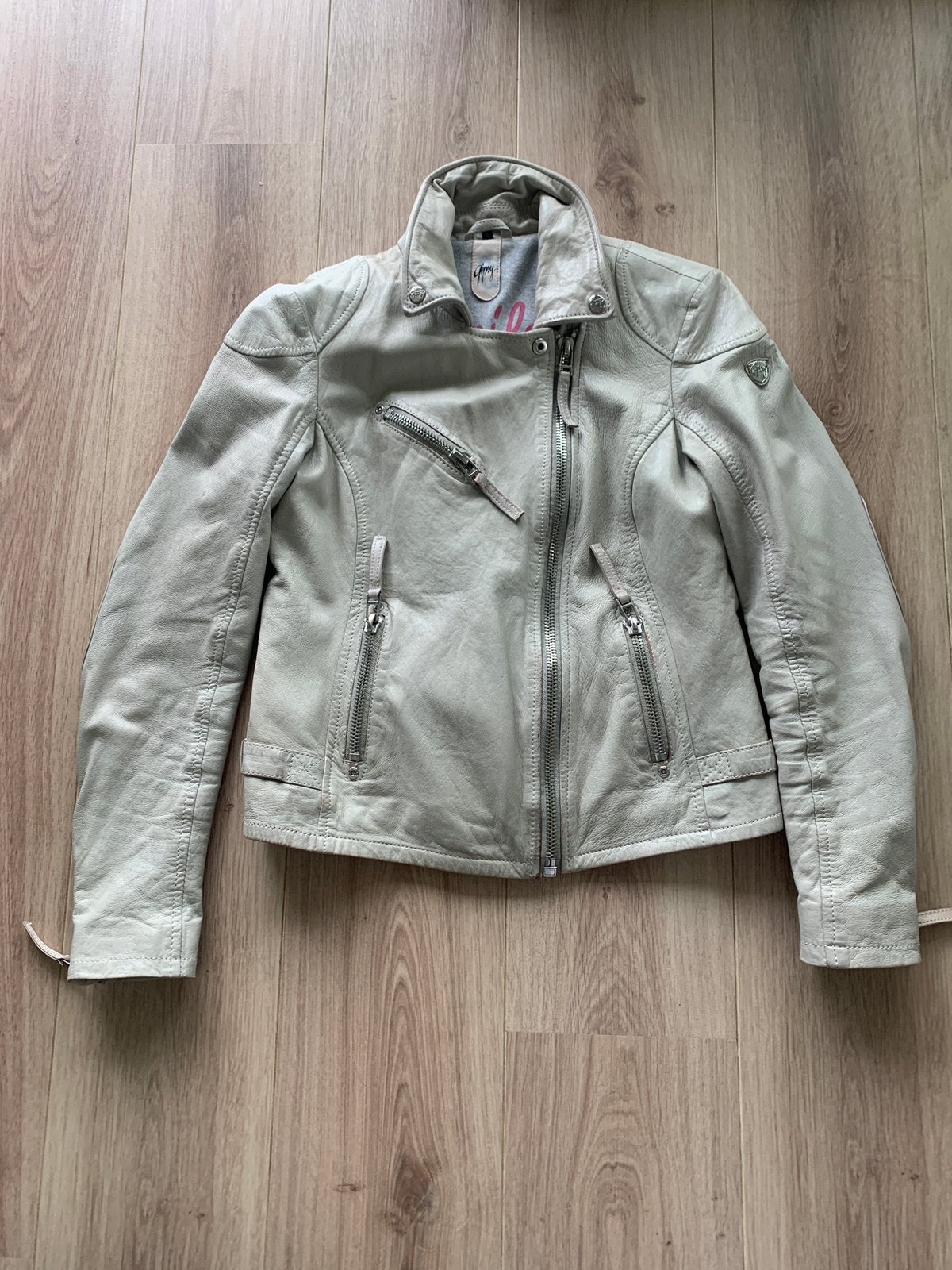 Leren Gipsy zomerjack, Kleding | Dames, Jassen | Zomer, Verzenden, Zo goed als nieuw, Maat 38/40 (M), Grijs