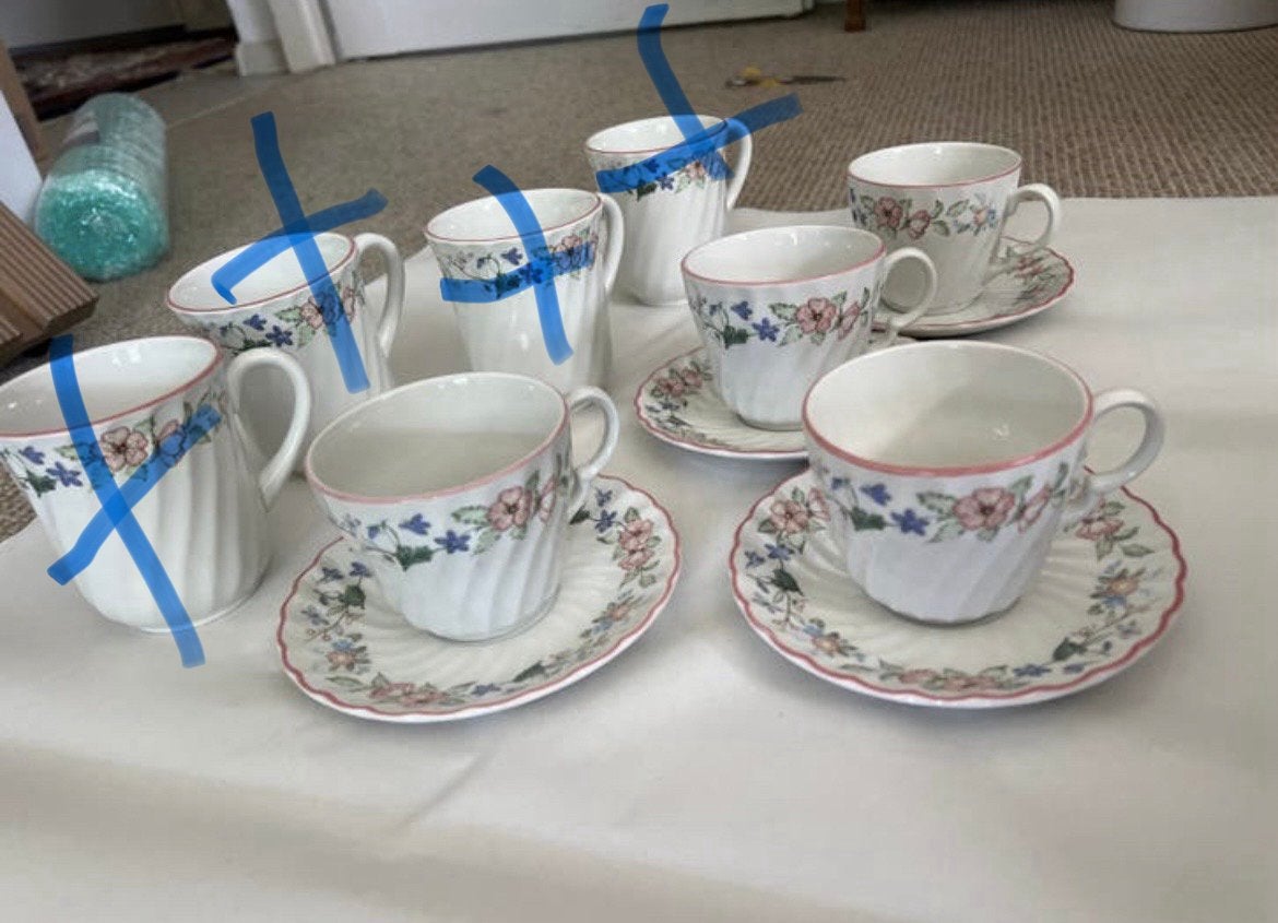 House & Home Spring Fields 4x Kop en Schotel - ZGAN, Gebruikt, Overige merken, Keramiek, Vintage