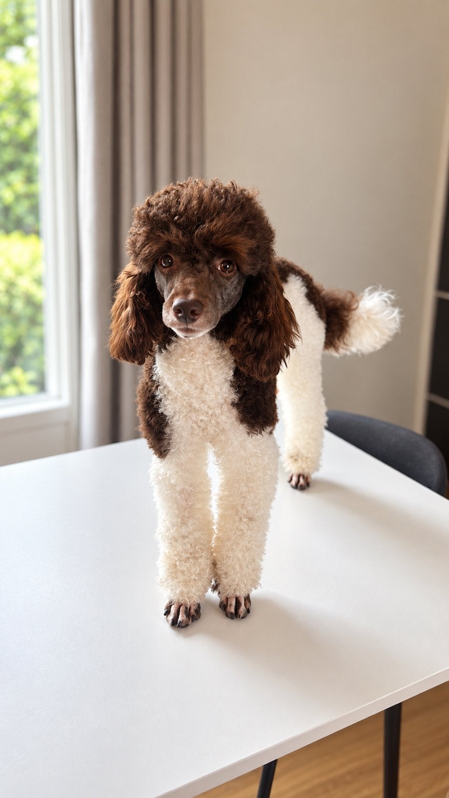 Dwergpoedel-Toypoedel Dekreu Harlekijn Bruin/Wit, Dieren en Toebehoren, Reu, 1 tot 2 jaar, Eén hond, Nederland