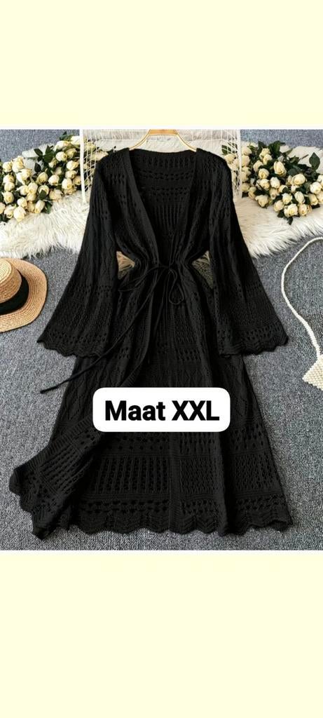 Zwart gehaakt vest/jurk maat XXL, Zwart, Maat 46/48 (XL) of groter, Ophalen of Verzenden, Knielengte