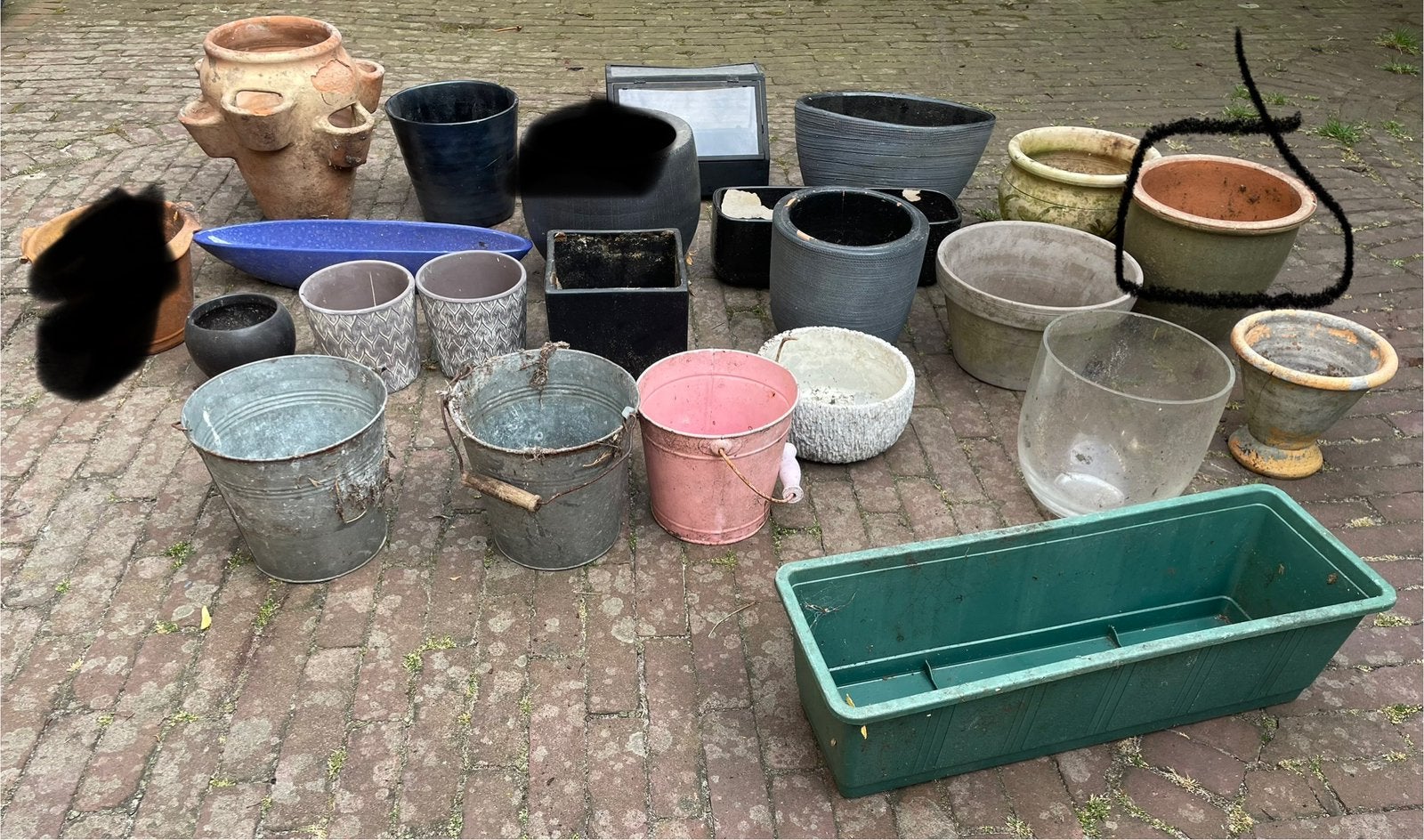 Bloempot bloempotten plantenbak bloem pot emmer potten, Ophalen, Kunststof, Rond, Zo goed als nieuw