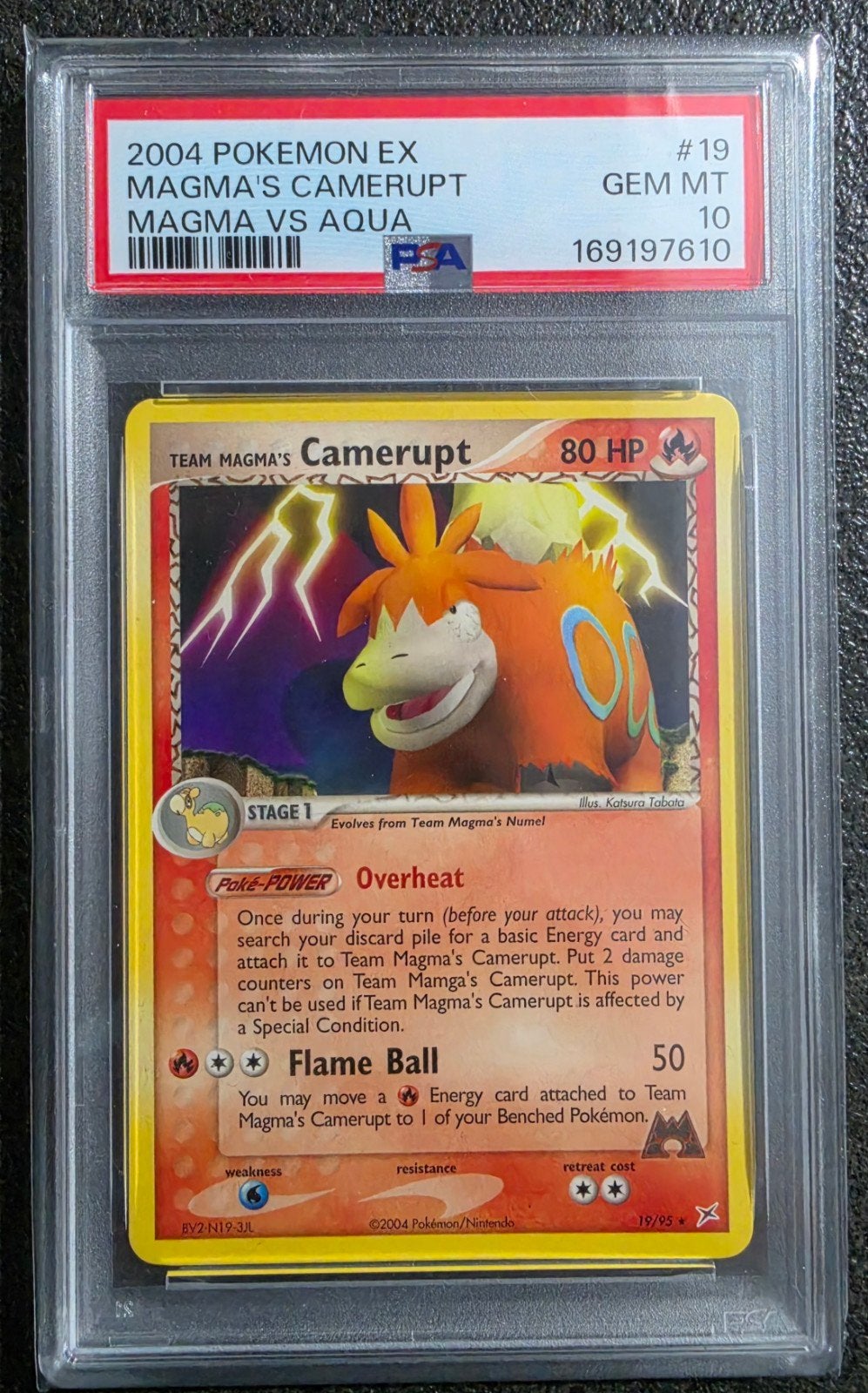 PSA 10 Gem Mint 2004 Pokémon EX Magma's Camerupt #19, Ophalen of Verzenden