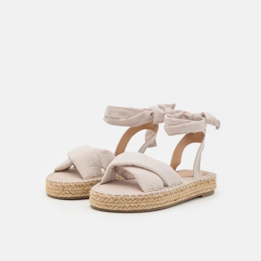 Even&Odd Espadrille Sandalen met Lintsluiting - Beige, Beige, Zo goed als nieuw, Even&Odd, Sandalen of Muiltjes