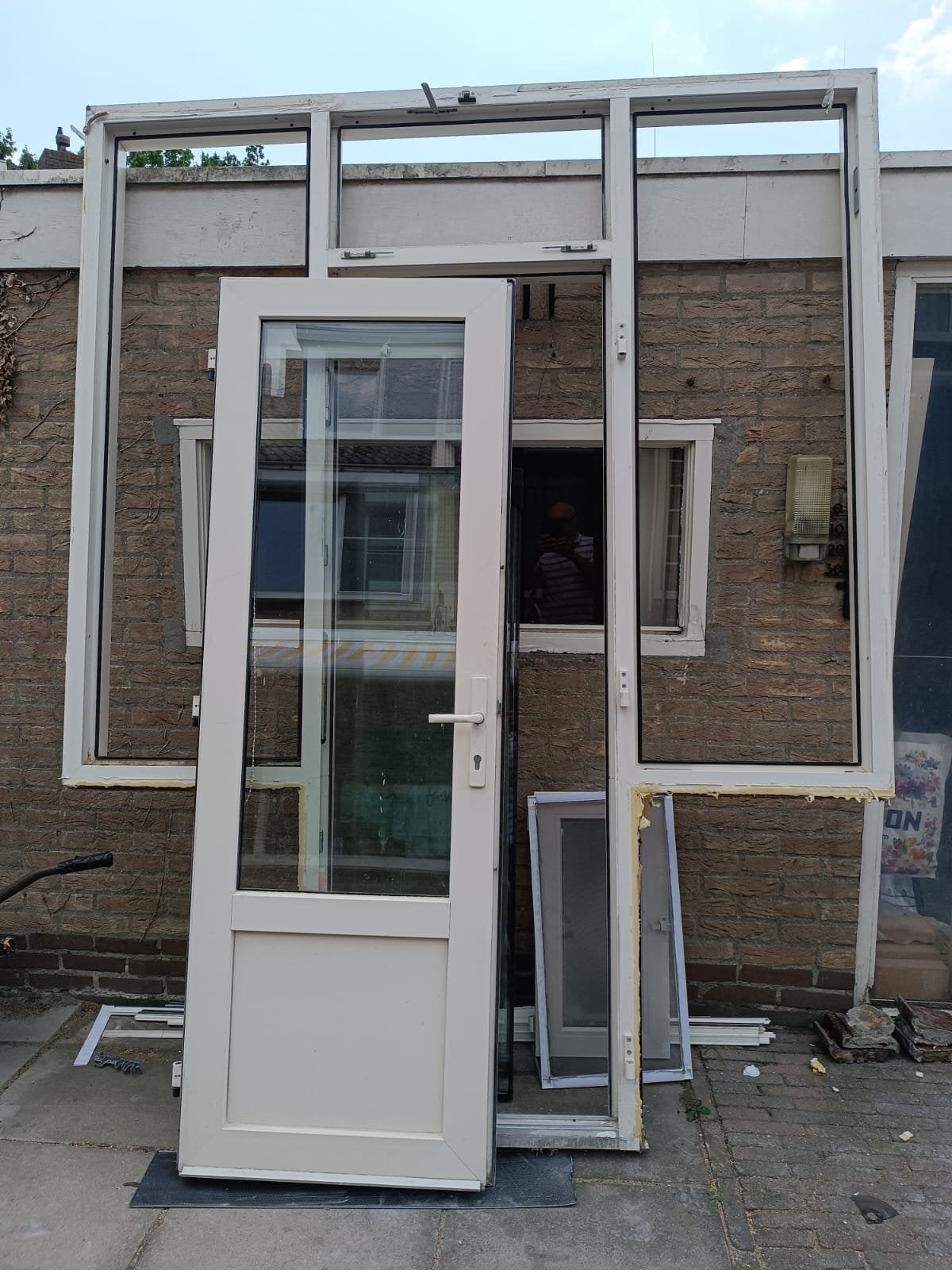 Rehau kunststofdeur & kozijn met zijlichten en klepraam, Ophalen, Kunststof, Gebruikt, Minder dan 80 cm