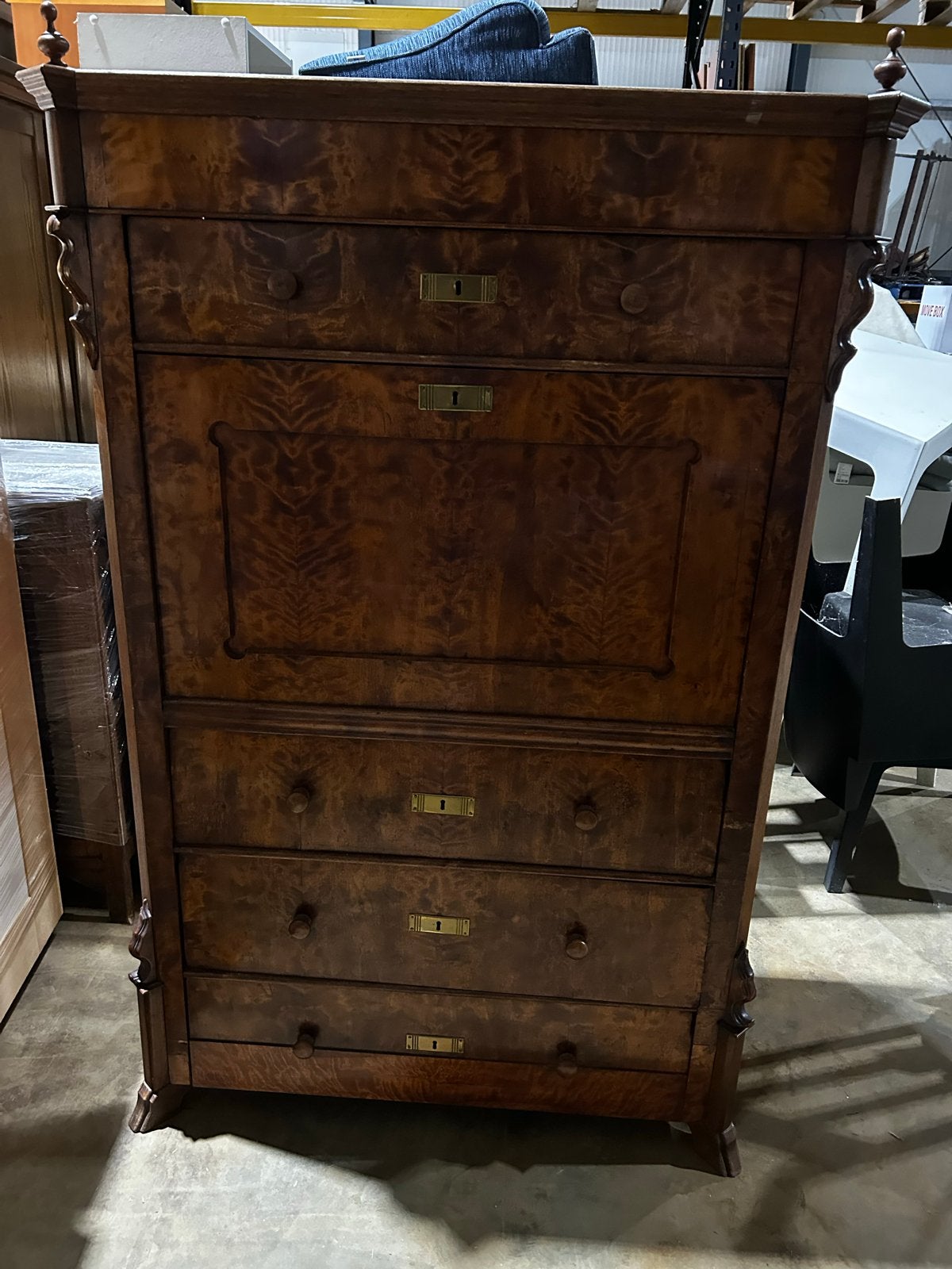 Antiek Biedermeier Secretaire Bureau Kast, Ophalen
