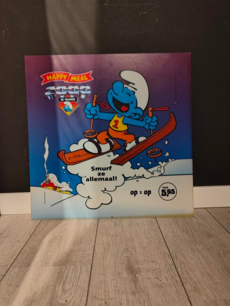 Vintage McDonald’s Smurfen Happy Meal Display / Reclamebord, Ophalen of Verzenden
