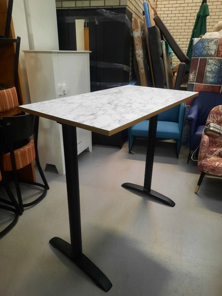 Mooie bartafel statafel metaal marmerlook koper 120x68 cm., Ophalen, 5 krukken of meer, Zo goed als nieuw, 90 cm of meer