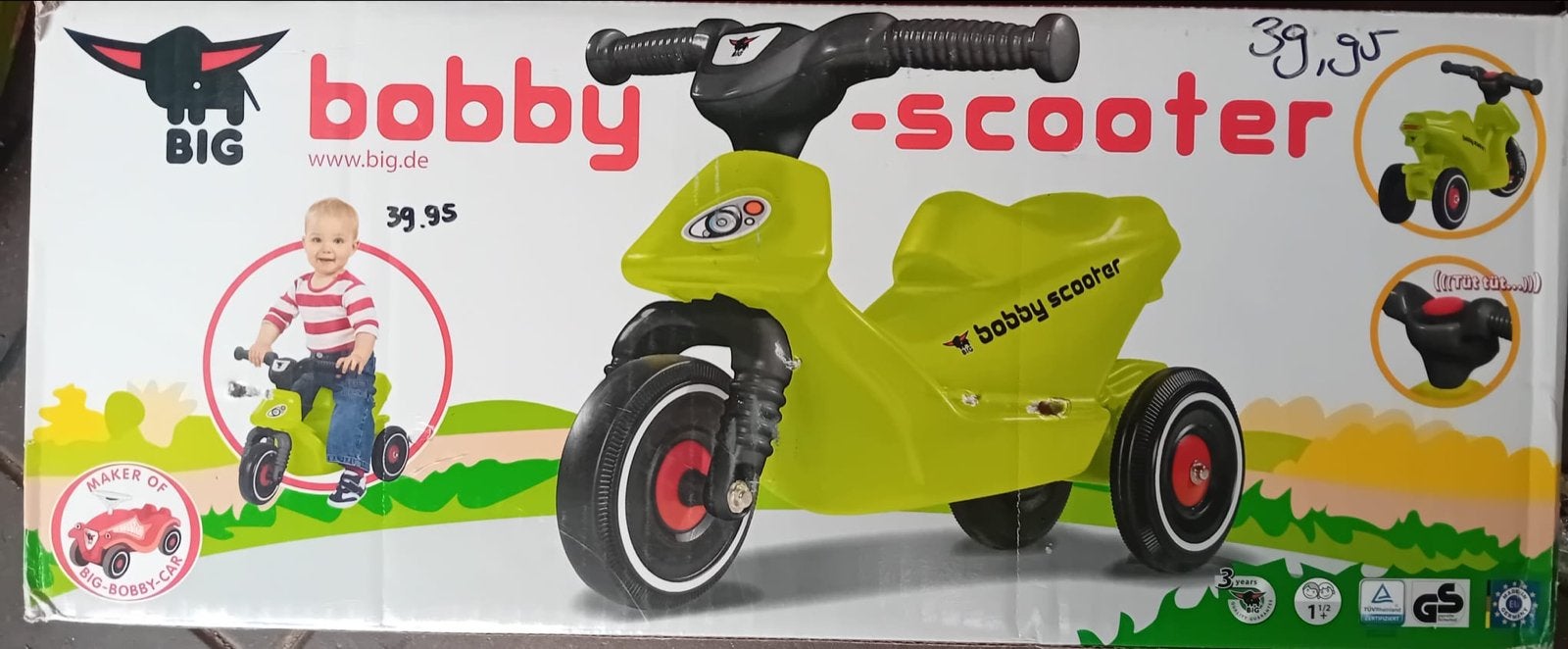 BIG Bobby Scooter - Groene Loopscooter voor Kinderen, Ophalen, Nieuw, Loopfiets