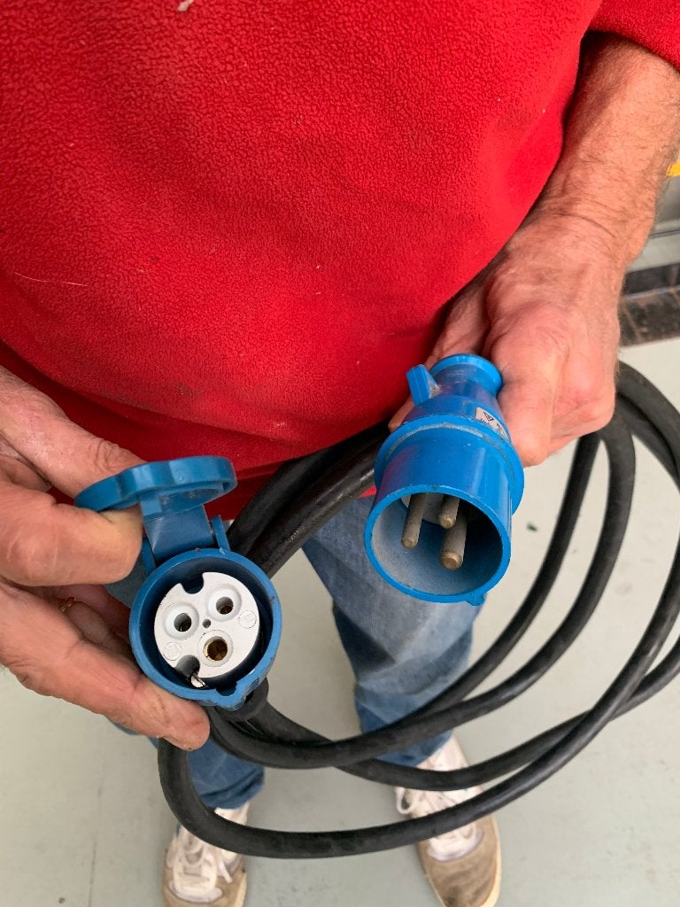 Verlengsnoer-kabel + CEE Euro stekker-contrastekker 4,5 m, Ophalen of Verzenden, Gebruikt