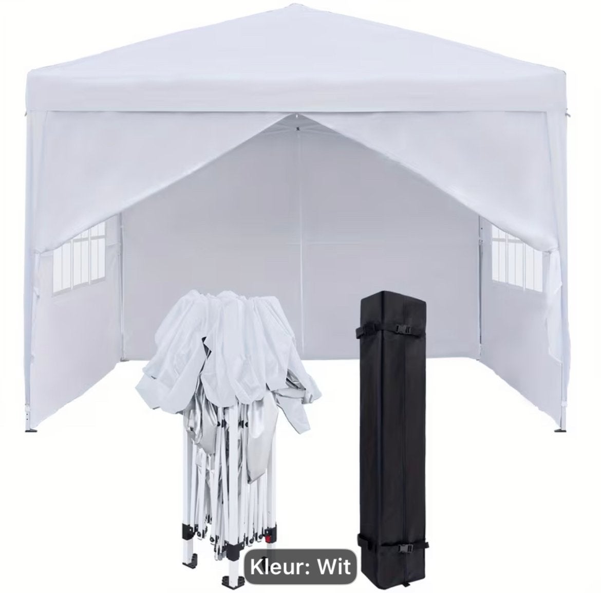 Witte pop-up partytent 2,5x2,5m met zijwanden - Nieuw, Tuin en Terras, Partytenten, Ophalen, Opvouwbaar, Minder dan 4 meter, Nieuw