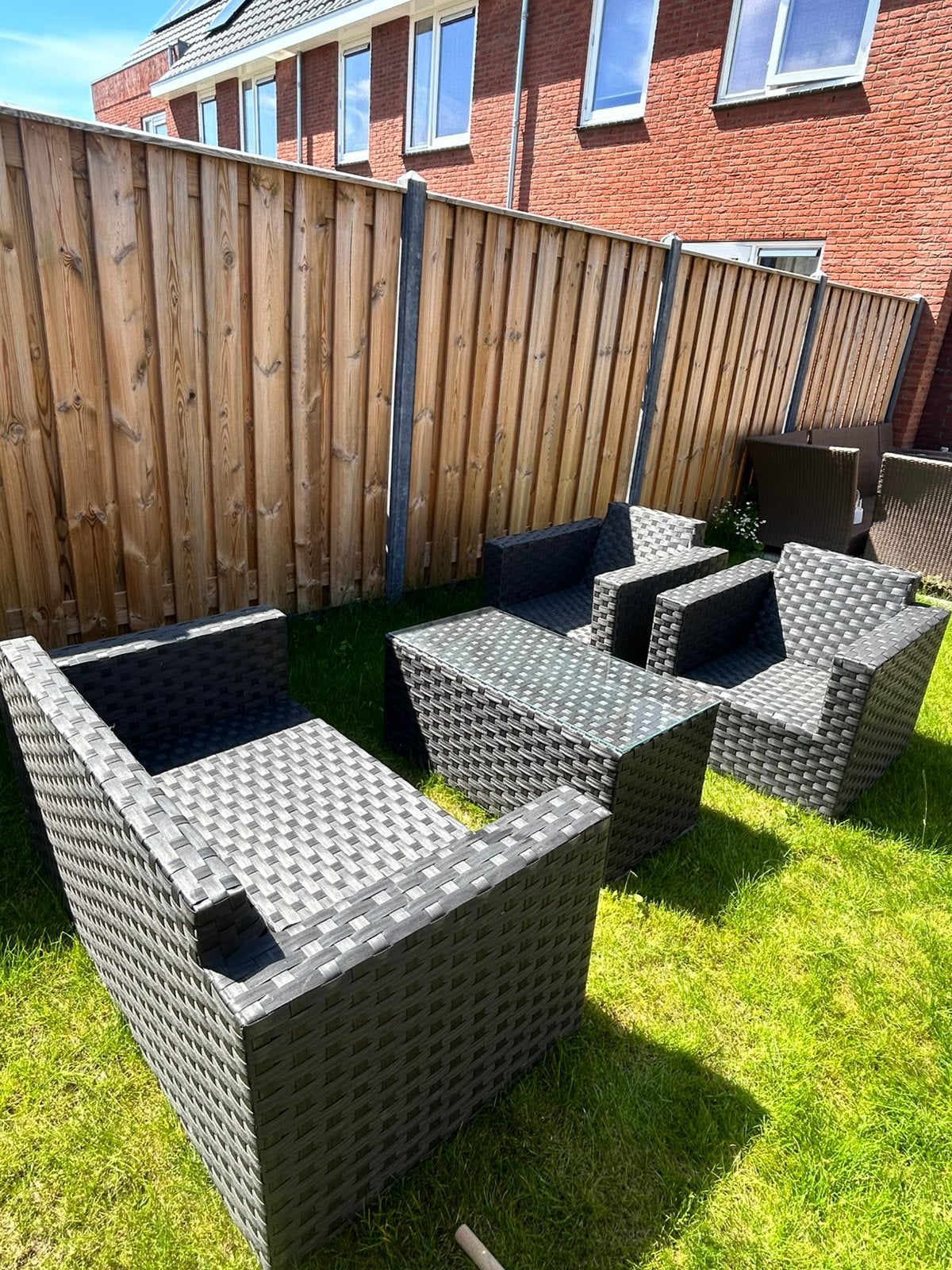 Loungeset tuin, Ophalen, 4 zitplaatsen, Kunststof, Loungeset