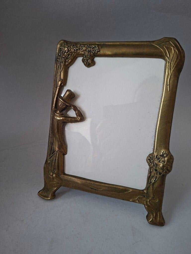art nouveau antiek messing fotolijstje (503), Ophalen of Verzenden