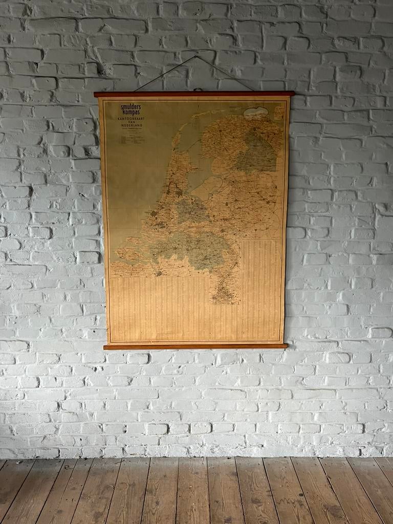 Oude grote vintage landkaart nederland kaar poster, Ophalen, Aardrijkskunde