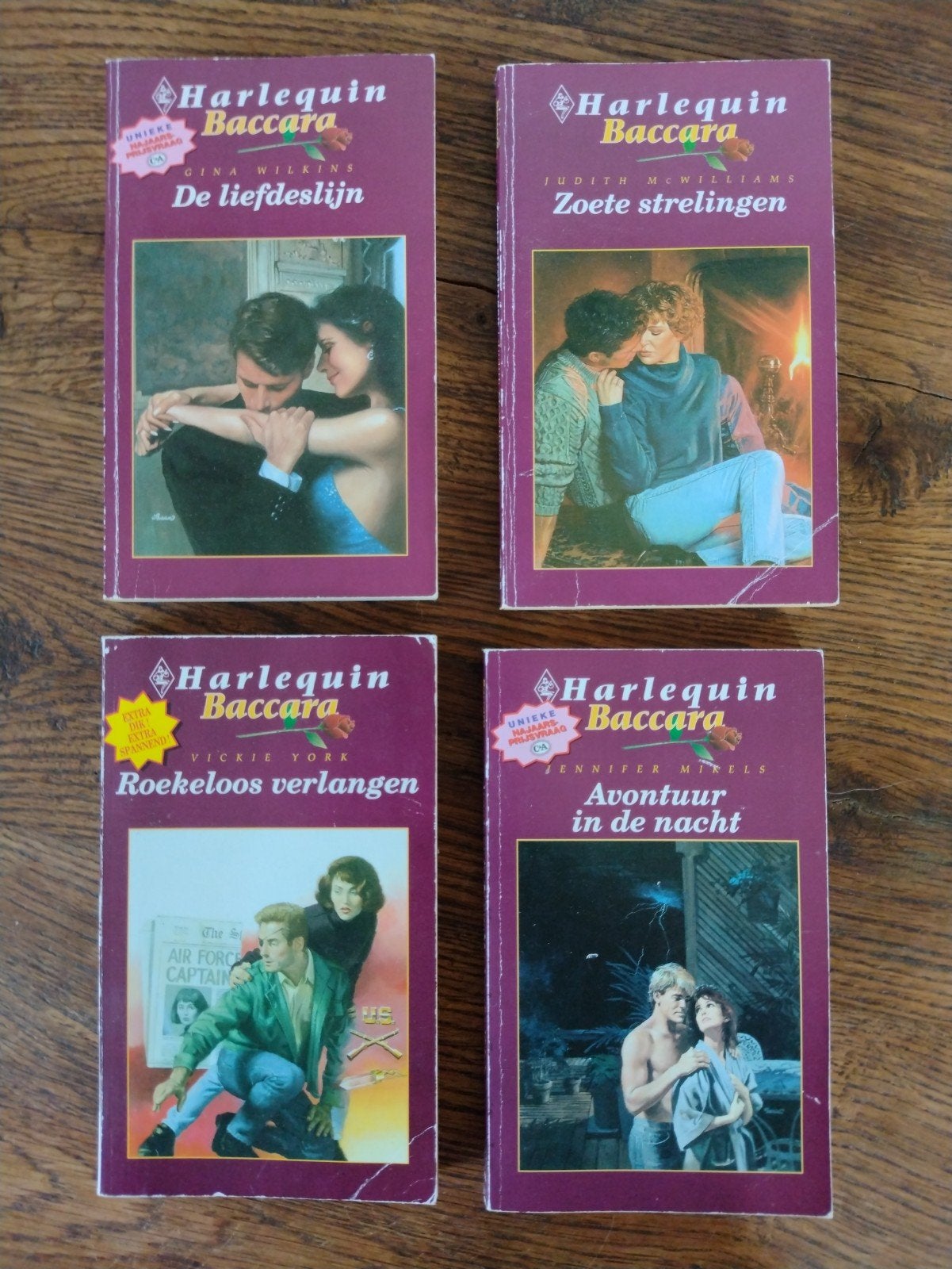 4 Harlequin Baccara romans - Liefde, spanning en avontuur, Boeken, Ophalen of Verzenden, Gelezen