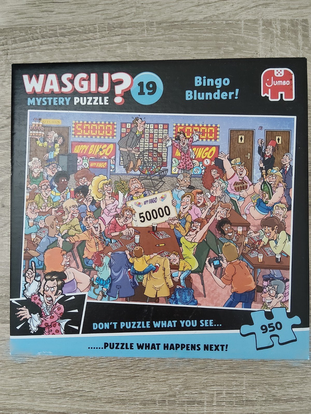 Wasgij? Mystery Puzzel 19: Bingo Blunder! (950 stukjes), Een of twee spelers, Ophalen of Verzenden, Zo goed als nieuw, Jumbo