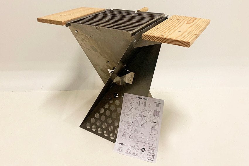 Chill & Grill BBQ - Draagbare Barbecue met Houten Zijtafels, Ophalen, Nieuw