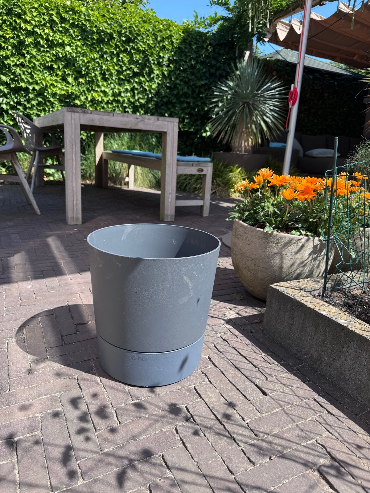 Elho Greensense Aqua Care Ronde Bloempot met Wieltjes, Kunststof, Gebruikt, Rond, Binnen