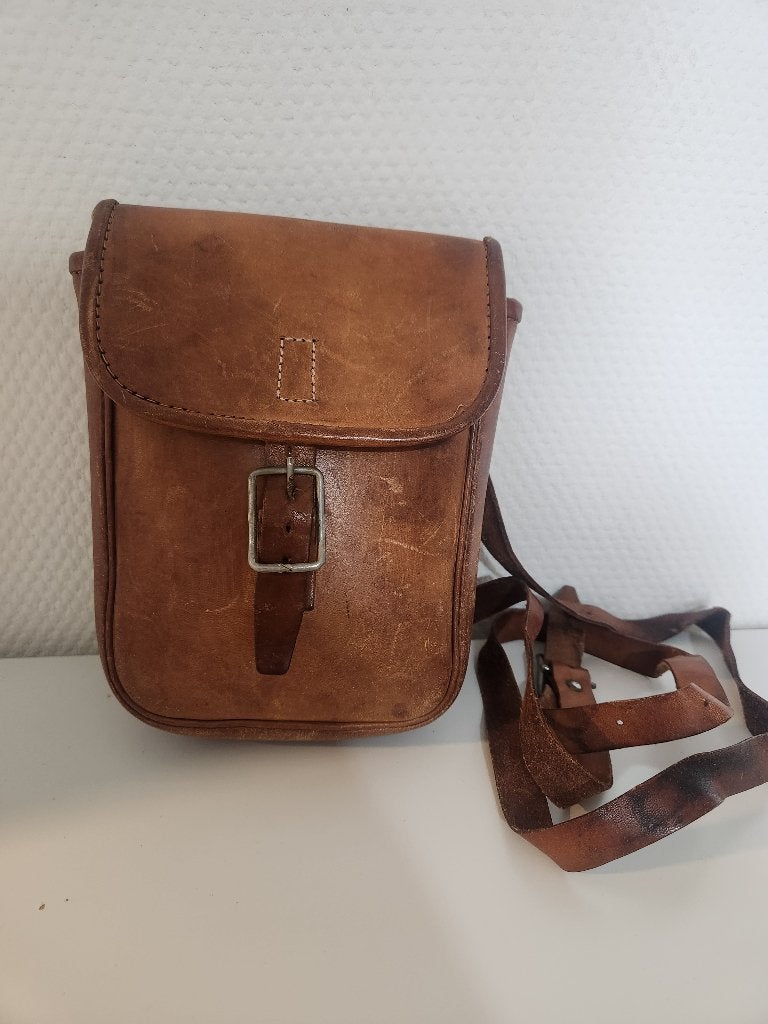 Leren tasje, Ophalen of Verzenden, Gebruikt, Bruin, Schoudertasje
