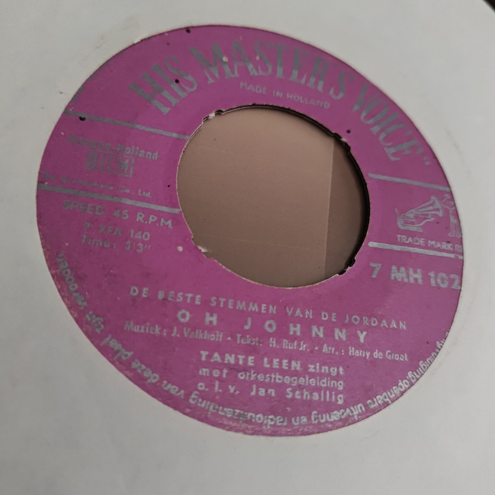De Beste Stemmen van de Jordaan - Oh Johnny (Vinyl), Gebruikt, 7 inch, Ophalen of Verzenden, EP