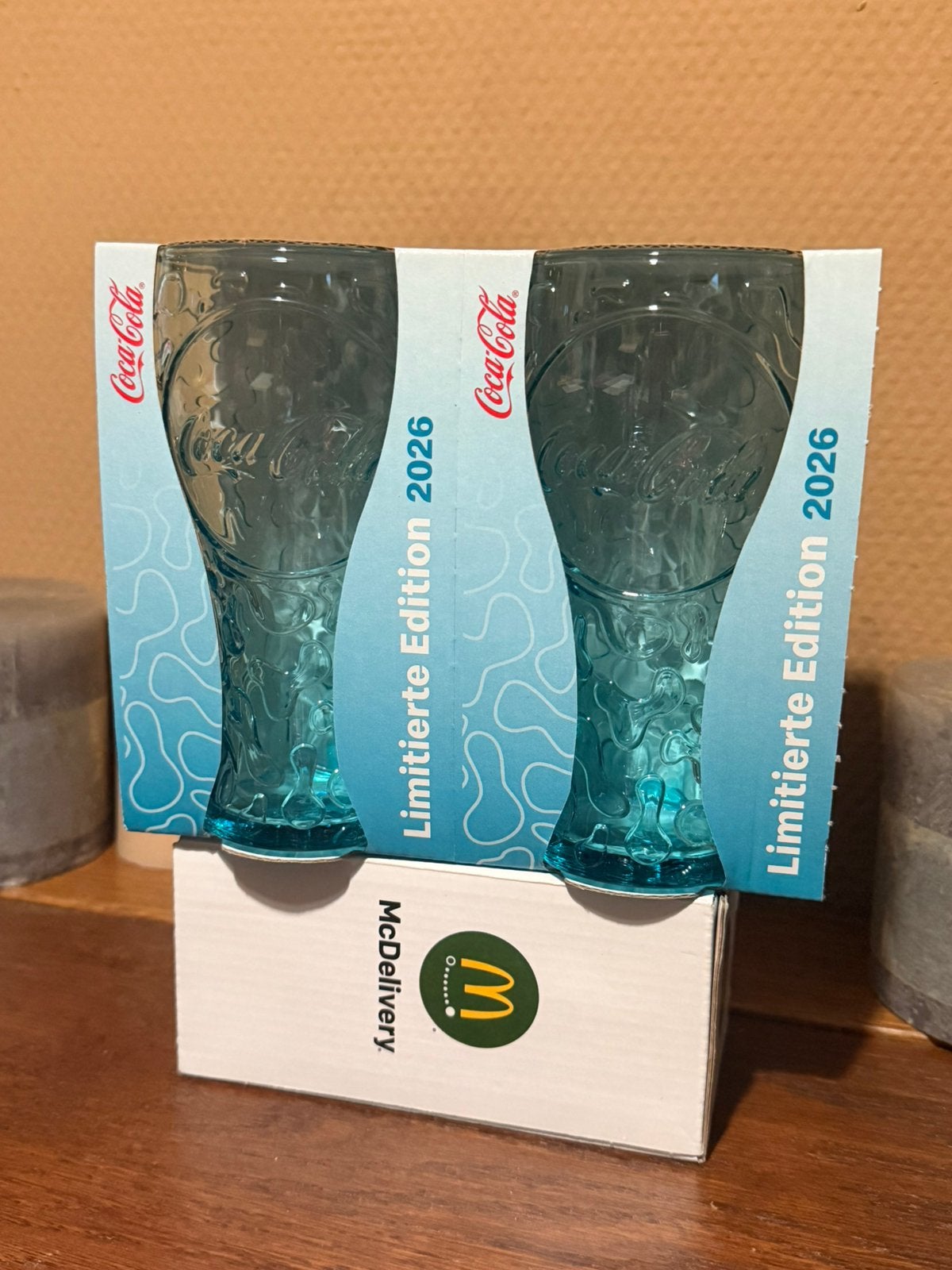 2 Mc donalds coca cola glazen nieuw glas aqua, Ophalen of Verzenden, Nieuw, Gebruiksvoorwerp