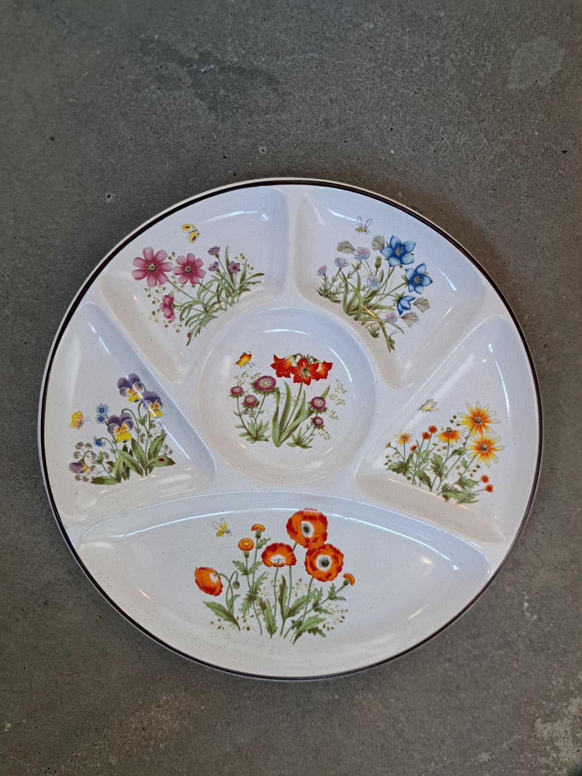 Vintage Wildflower fonduebord 1970, Verzamelen, Ophalen of Verzenden, Huis en Inrichting